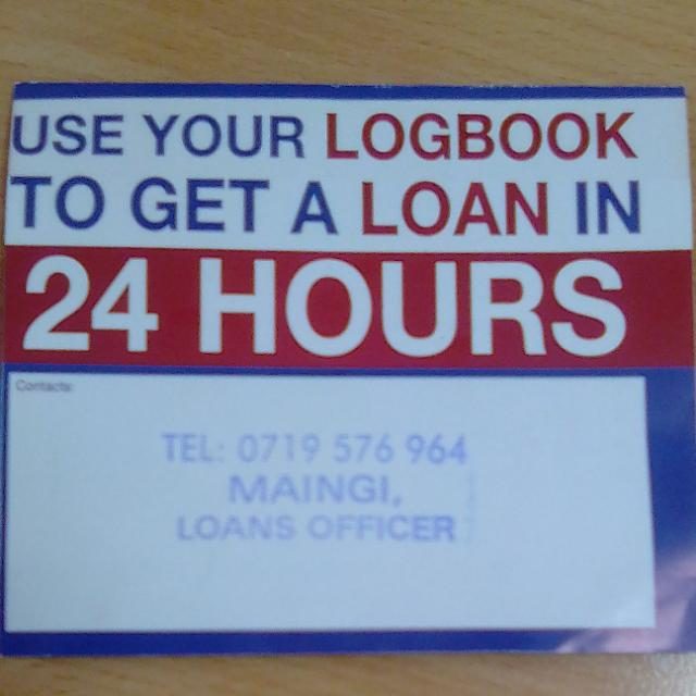 I give money on logbook for cars, buses,matatus,Lorries Tractors etc