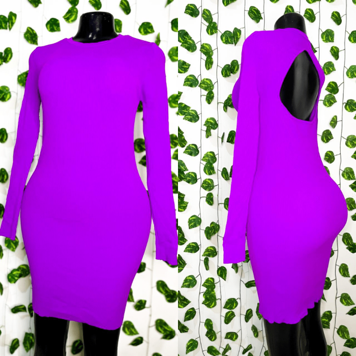 Deep purple back cut-out Zara bodycon dress